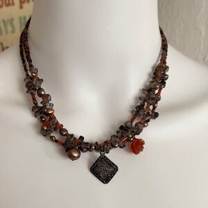 Peyote bird sterling silver necklace